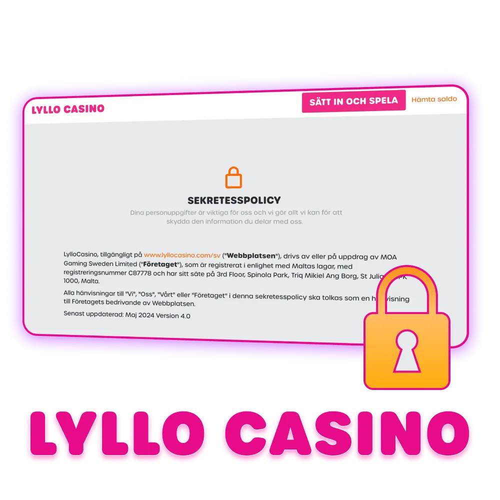 Känn dig trygg och säker när du spelar på Lyllo Casino.